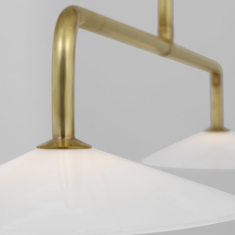 Amber Lewis Ponce 62" Linear Pendant, Hand-Rubbed Antique Brass, White
