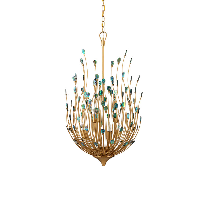 Delphos 6 - Light Wrought Iron Dimmable Teardrop Chandelier