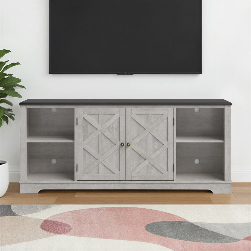 Portsea 70" TV Stand for TVs up to 85", Saw Cut-off White