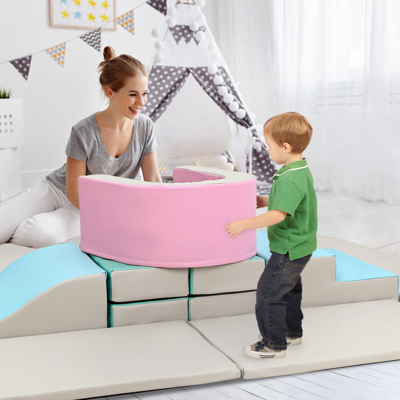10 pièces de blocs d'escalade en mousse, Rose/bleu/beige
