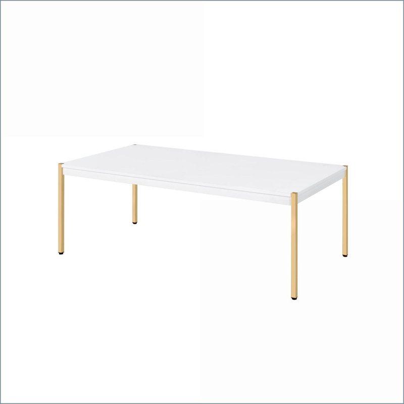 Contemporary Solid Rubber Wood Coffee Table with Shelf for Living Room, Space-Saving