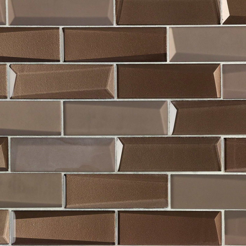 Remington 2x6 Polished Glass Subway Mosaic Tile, Bronze