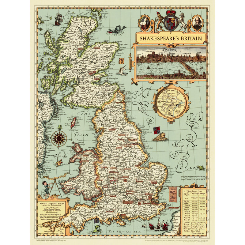 Carte murale france shakespeare, Tube