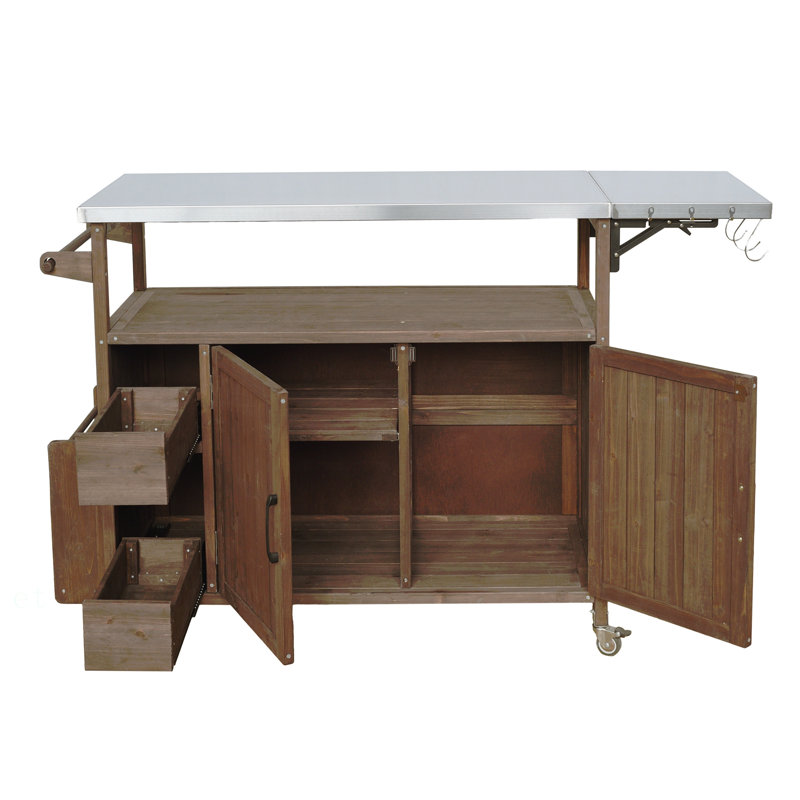 Chariot de cuisine pour l'extérieur 54,33 "Farmhouse, Dark Brown