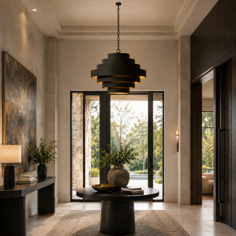5 - Light LED Chandelier, 15.5'' H X 20'' W X 20'' D