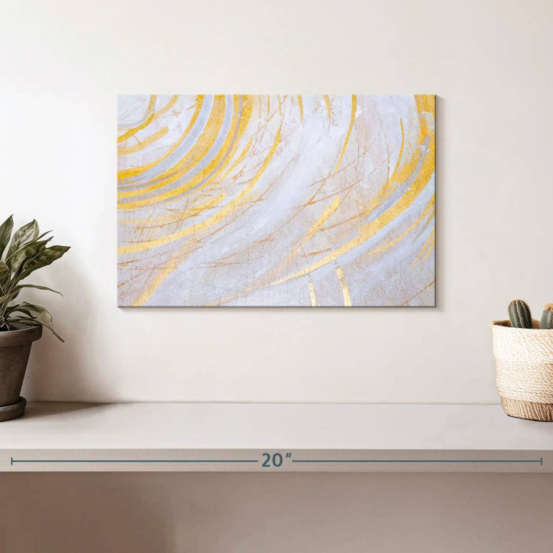 Avery blanc et or abstrait, H 8 po x l 12 po
