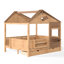 Lit double avec rangement, lit plateforme en pin et MDF, style ferme