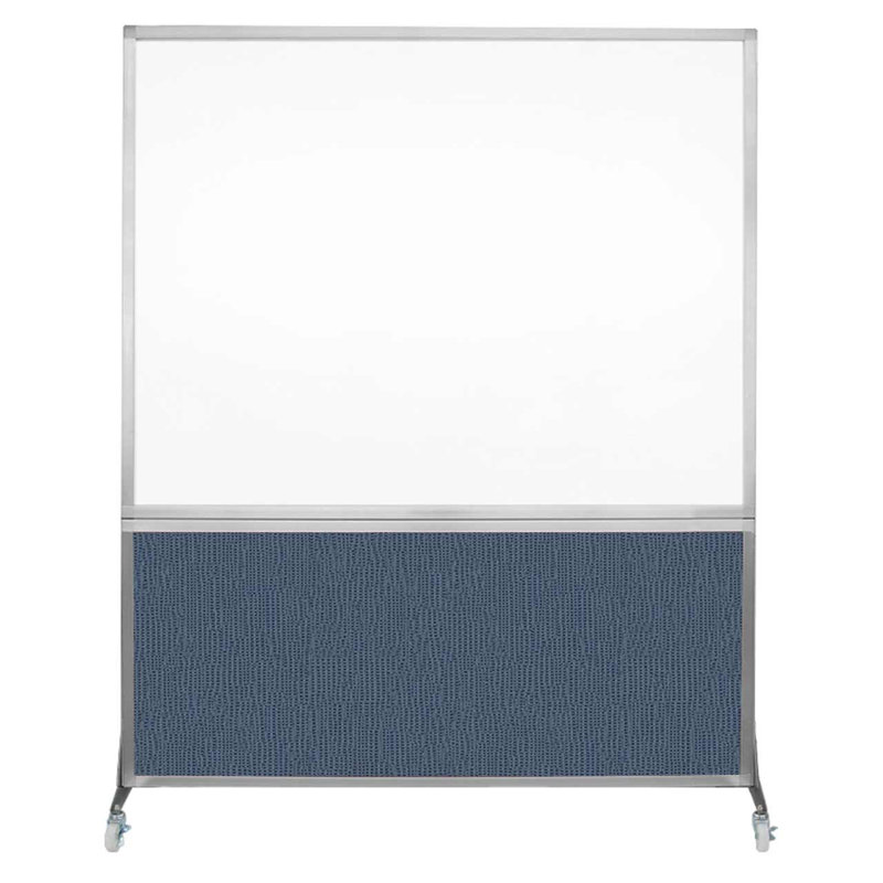 Tableau blanc mobile 6 'de haut DivideWrite, Océan, H 72 po x l 60 po, Argent