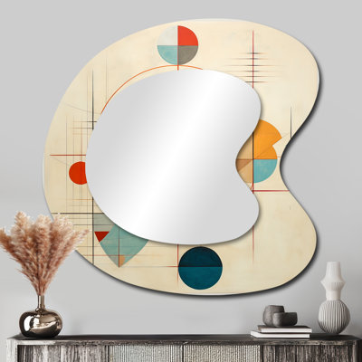 Distant Galaxies Midcentury Elegant Retro - Midcentury Modern Asymmetrical Large Wall Mirror, Modern Irregular Shape Unique Mirror, Printed Metal Art