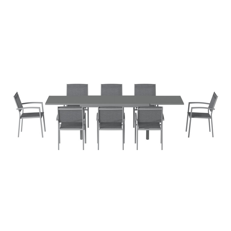 Ariyana 8 - Person Patio Dining Set Extendable Rectangular Table, Gris