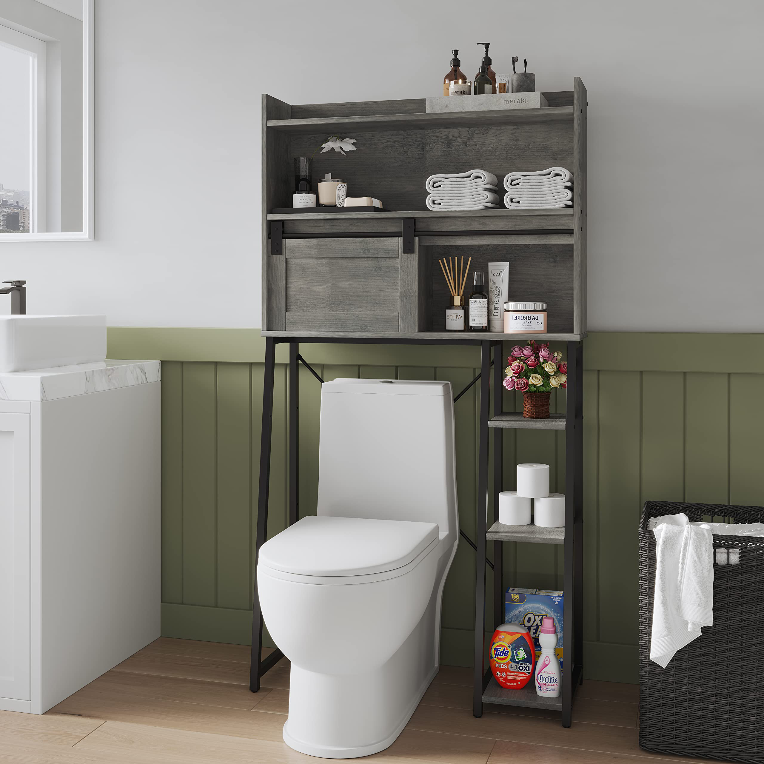 Donnell Solid Wood Freestanding Over-the-Toilet Storage