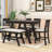 Essonne 6-Piece Dining Set, Counter Height Table with Storage Shelf and Upholstered Chairs and Bench-761911679