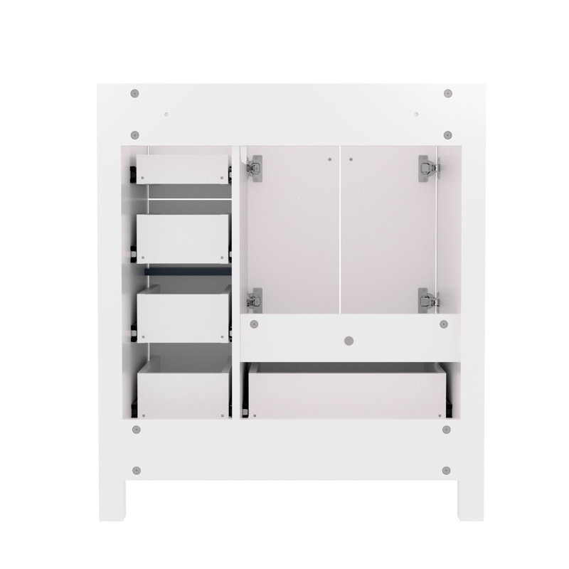 Base de meuble-lavabo simple autoportant 30 po seulement, comptoir de lavabo non inclus, Blanc