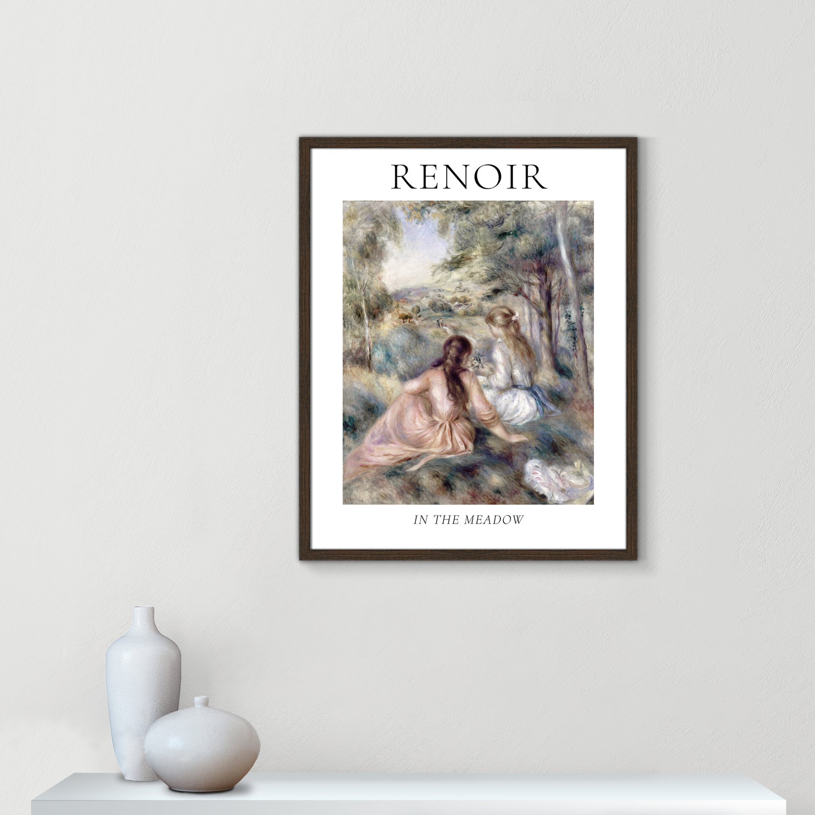 Old Masters Collection "In the Meadow" Print, Walnut Single Picture Frame, No, 29.5" H x 23.5" W x 0.75" D