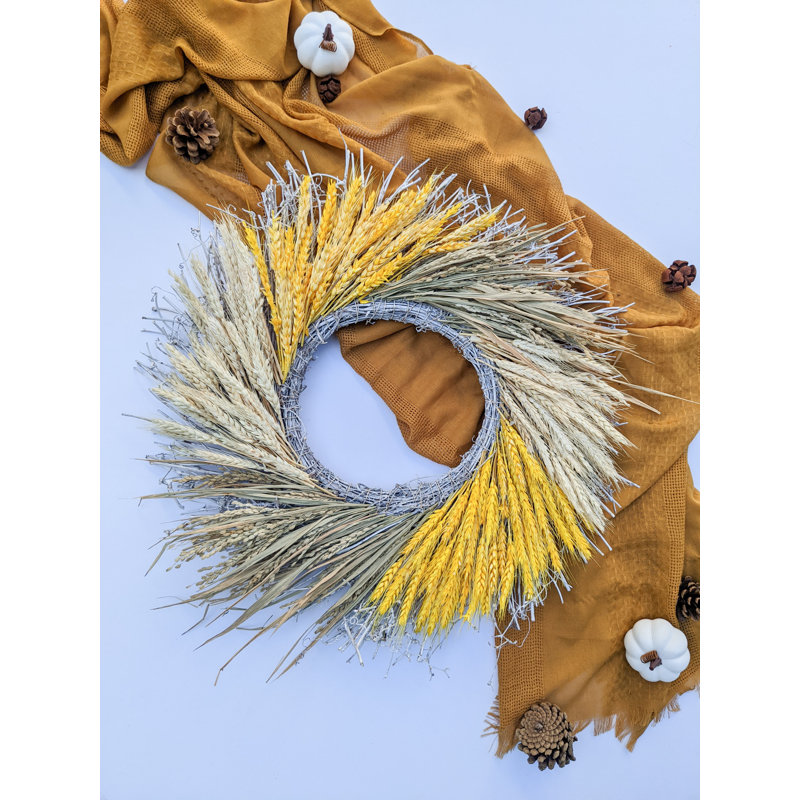 Handcrafted Faux Wheat 22'' Wreath
