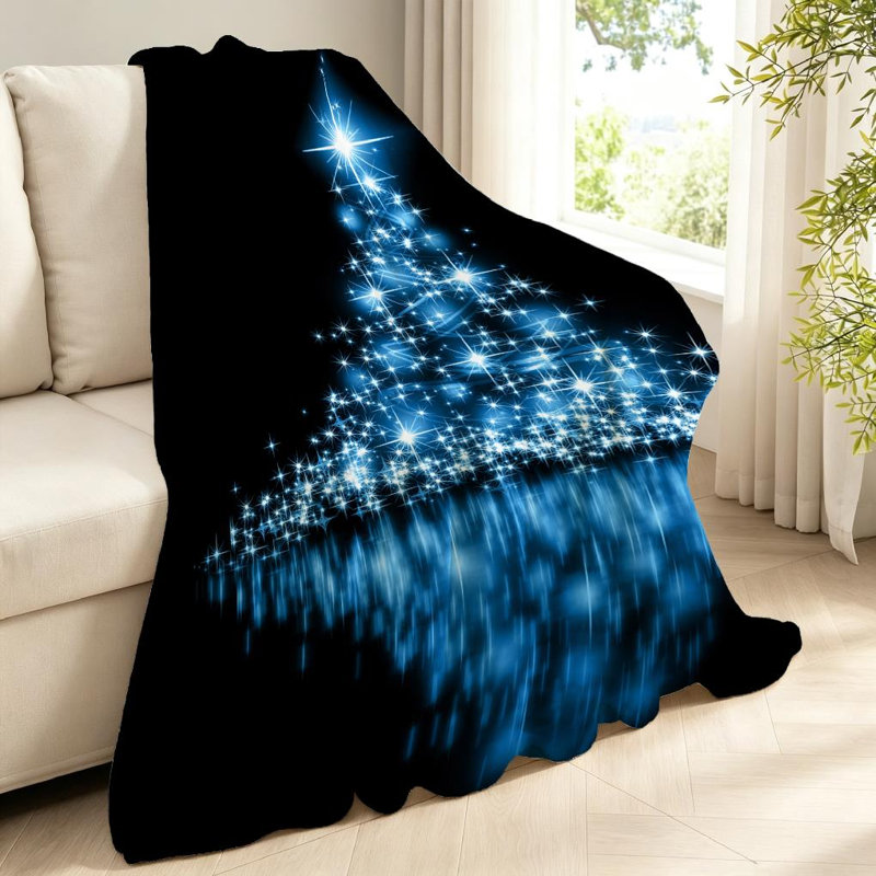 Jeté en flanelle bleue ultra douce, imprimé recto Best Christmas Tree, Jeté 40 po x 50 po