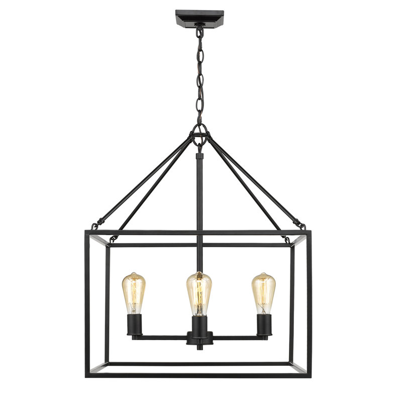 Black Geometric Cage 4-Light Transitional Chandelier