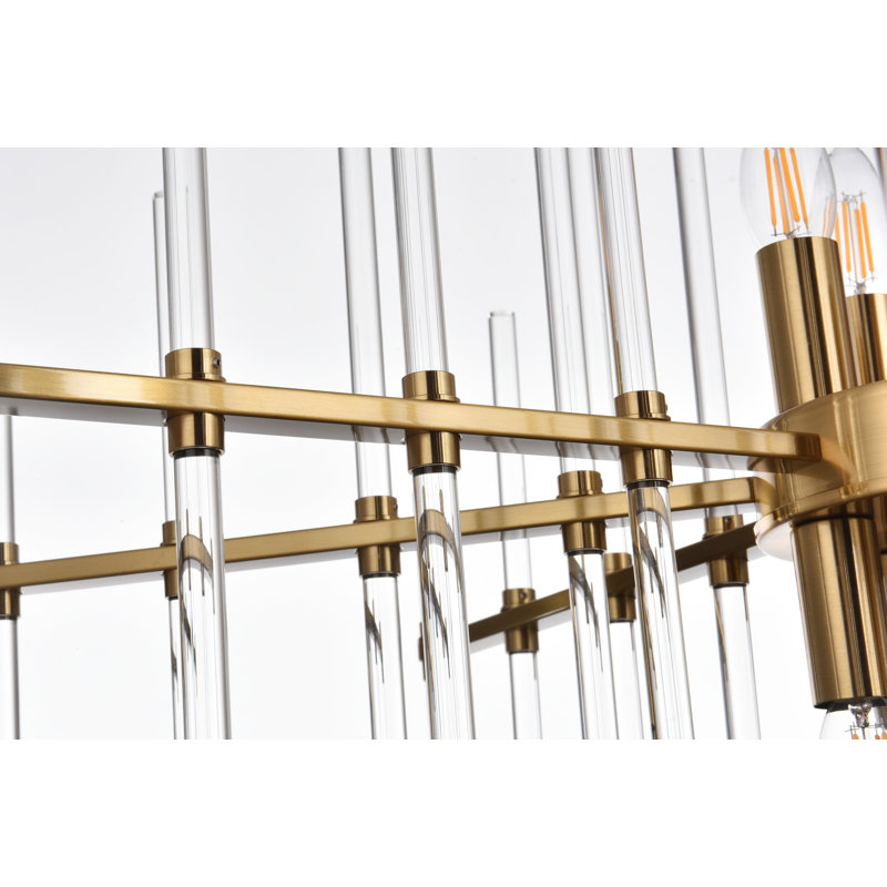 Luminaire suspendu unique à 8 lumières avec accents en cristal Francene, Or