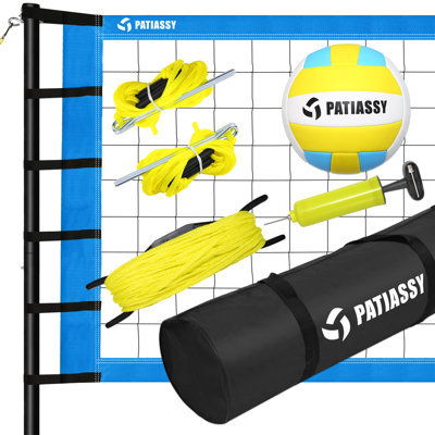 32ft Outdoor Portable Volleyball Net Set System - Quick & Easy Setup Adjustable Height Steel Poles