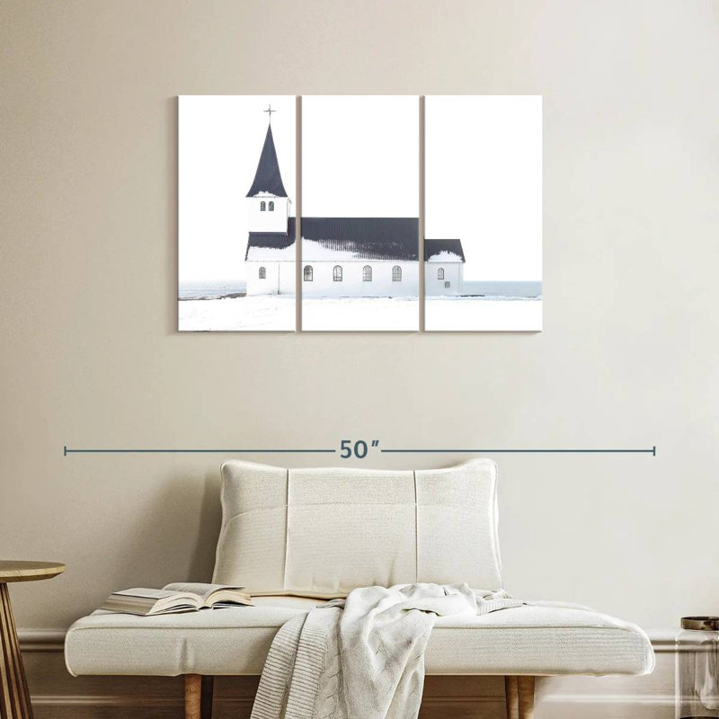 White Winter Church, H 24 po x l 38 po