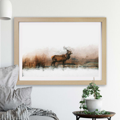 Deer Stag In The Fog - Single Picture Frame Painting
