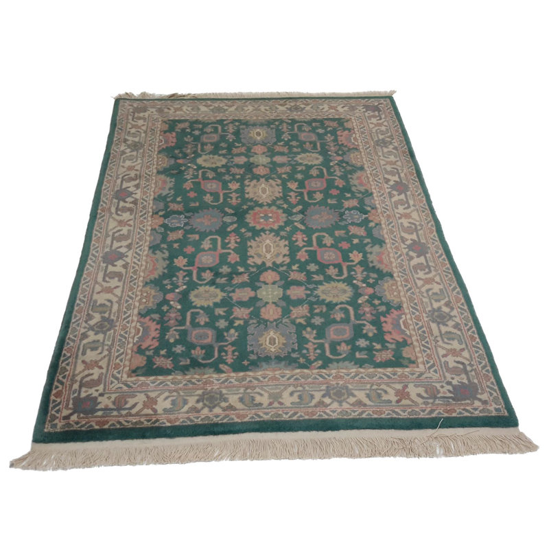 Canvello Hand Made Traditional Medallion Indo Tabriz Design Rug - 3'6'' X 5'5''