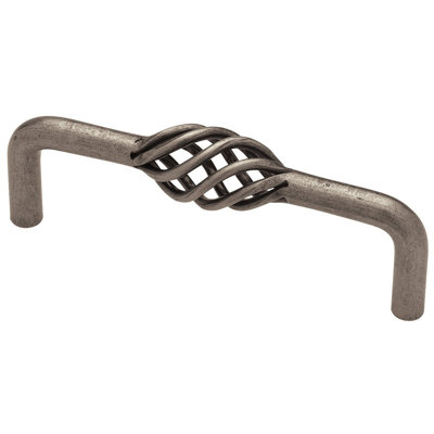 (5 Pack) 3-3/4 inch Forged Iron Collection Bird Cage Wire Pull Antique Pewter