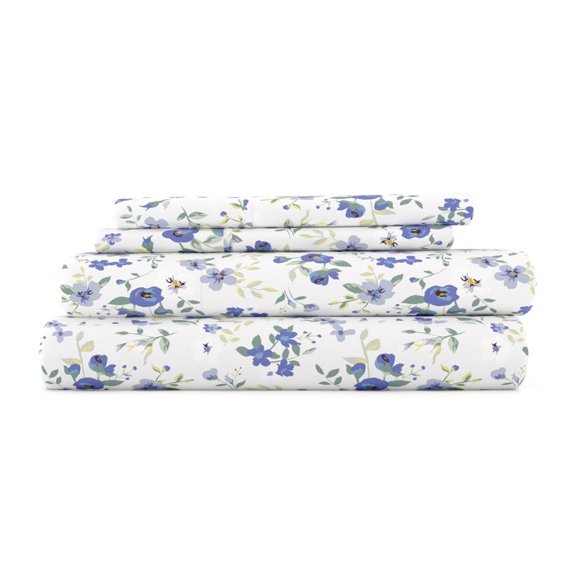 Ensemble de draps à motif floral doux en microfibre Becky Cameron, Simple