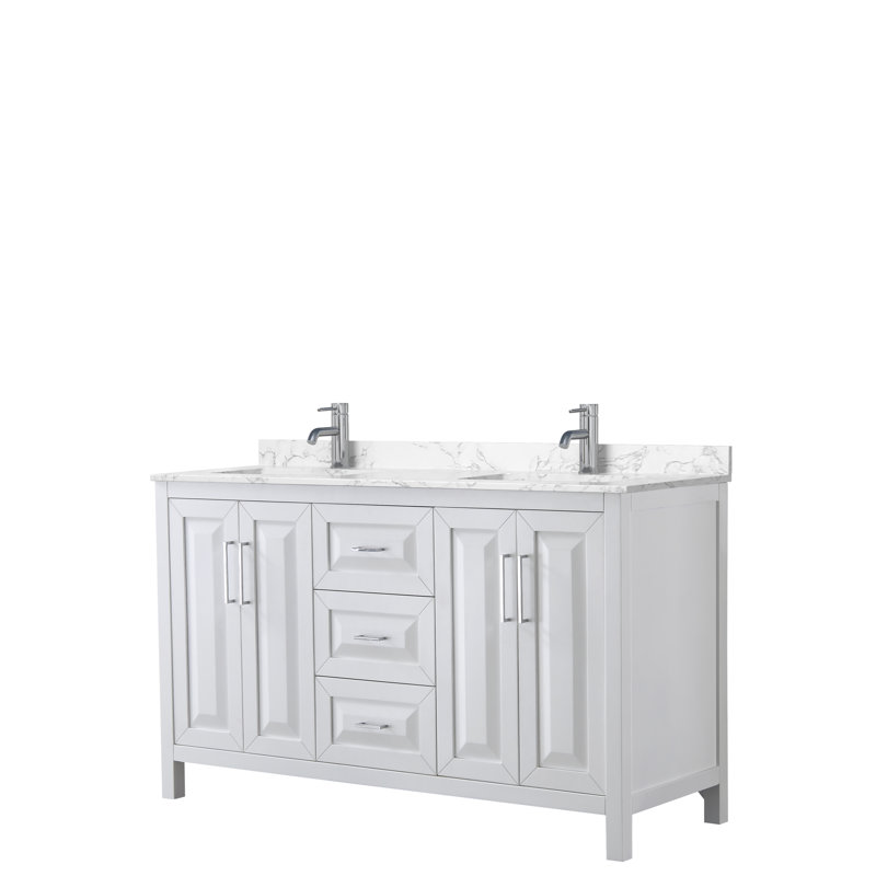 Daria 60'' W Double Vanity, White, Polished Chrome