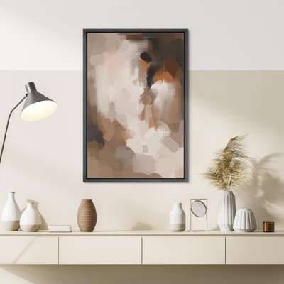 Abstract Colorful Strokes Grunge Watercolor Brown Minimalism Contemporary Nordic Neutral Wall Decor On Canvas Print