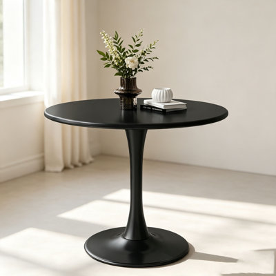 Modern Round Dining Table with Sturdy Metal Base for Small Spaces