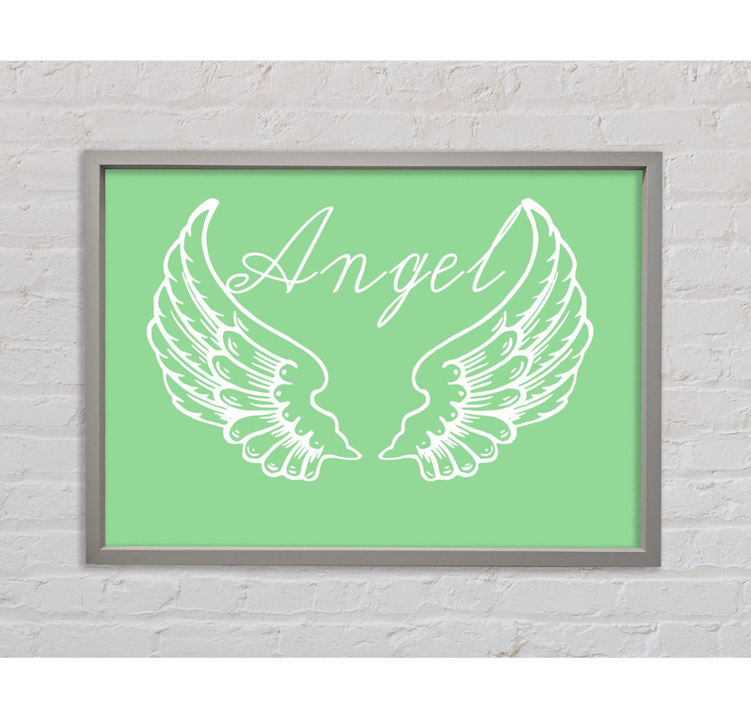 Angel Wings 4 Green - Einzelner Bilderrahmen Kunstdrucke auf Leinwand