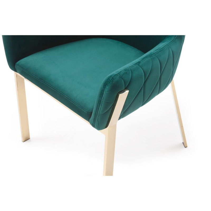 Chaise rembourrée Boaman, Vert, Doré