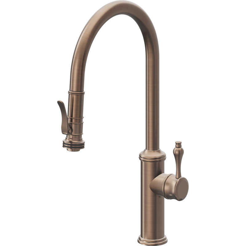 Davoli Kitchen Faucet, Satin Bronze, Vintage Lever