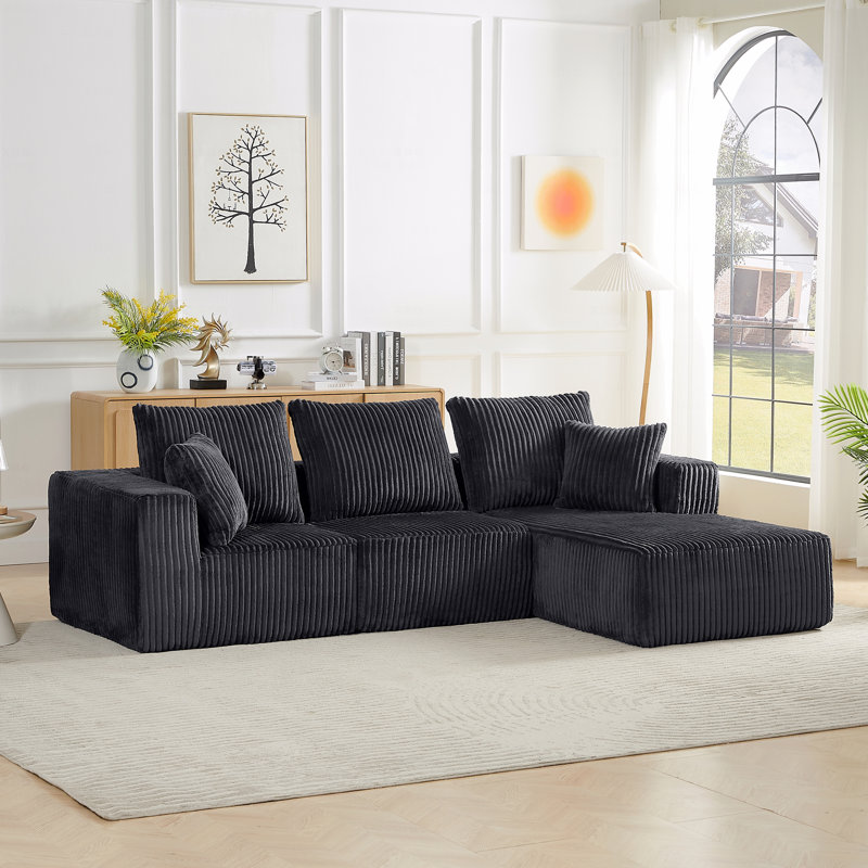 Canapé modulaire Basic, canapé modulaire, canapé nuage en velours côtelé moderne avec assise profonde, canapé rembourré 4 places