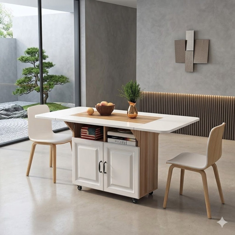 Table de salle à manger rectangulaire moderne 160 x 80 avec finition blanche et coins arrondis