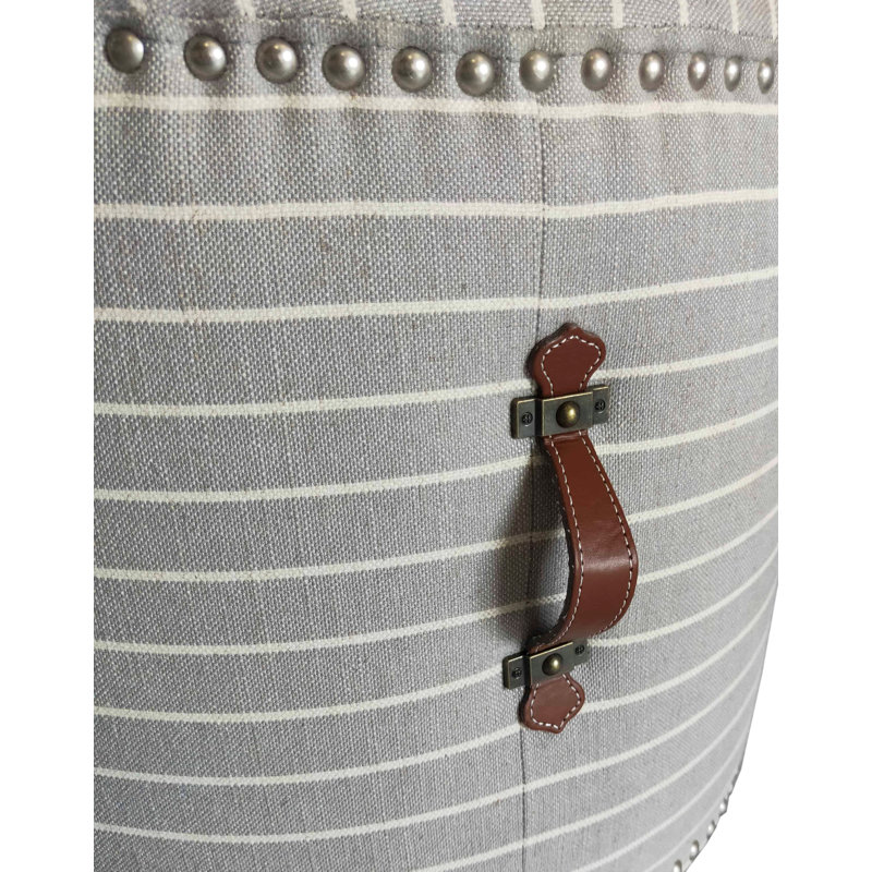 Gafna Upholstered Pouf, Gray Cotton Blend