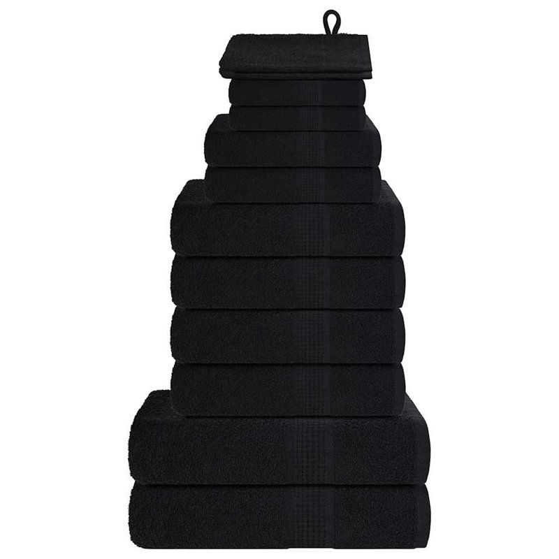 Towel Set 360 Gsm 100% Cotton, Black, 12 Piece Towel Set