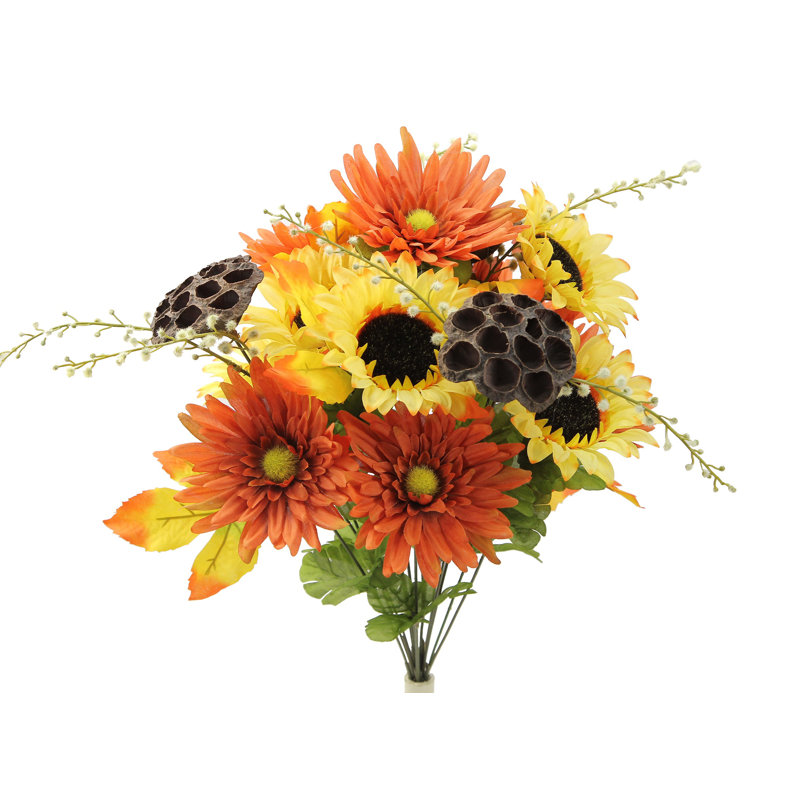 Arrangement floral mixte, Jaune/café/rouille
