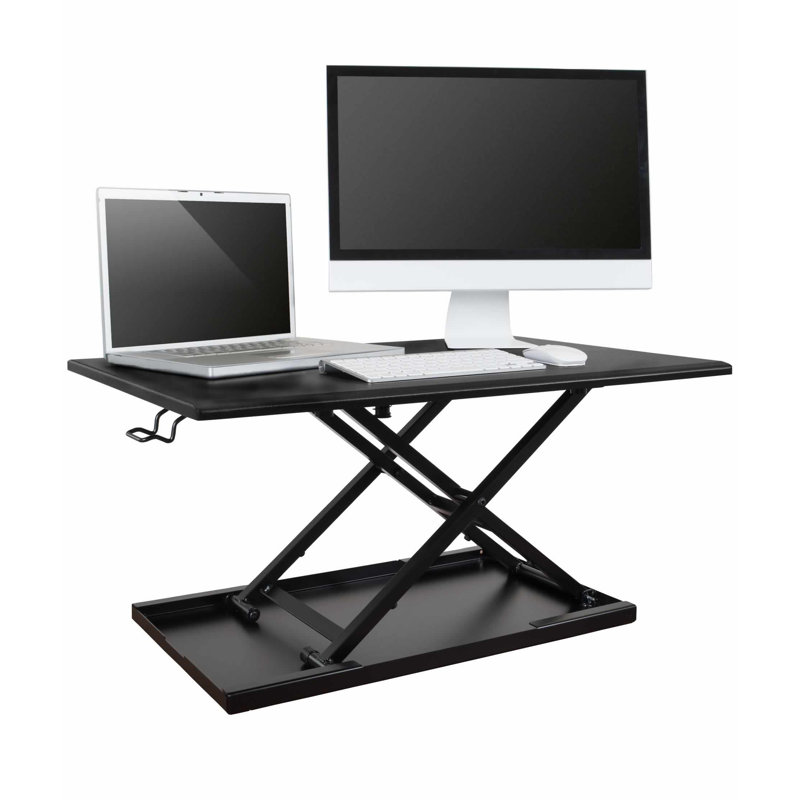 Black Pneumatic Adjustable Standing Desk Converter