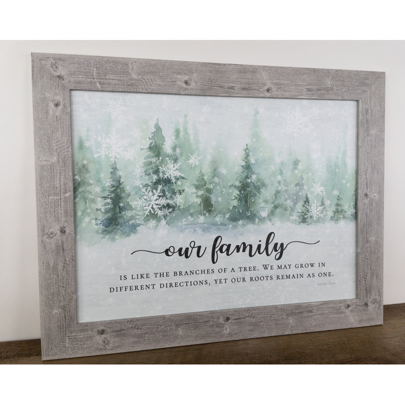 Our Family Is Like The Branches Of A Tree Winter - art gris-vert