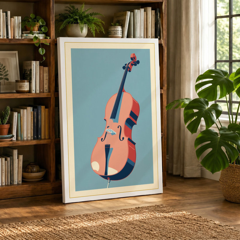 Violin in Stillness Modern - Wrapped Canvas, 30x20 - 76.2 x 50.8 cm, Taupe Border