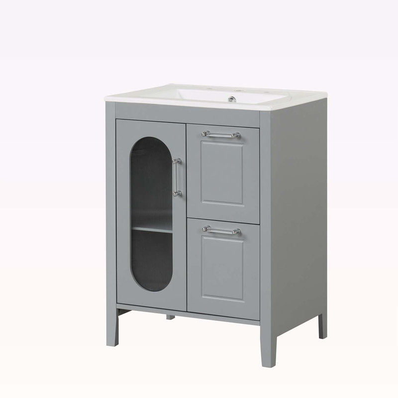 Meuble-lavabo 24 po avec lavabo, Gris