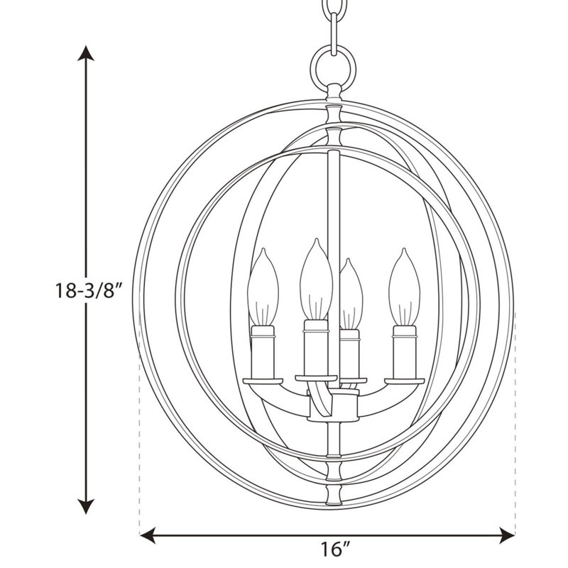 Faulk 4 - Light Dimmable Globe Chandelier, Polished Nickel