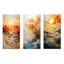 «Orange Bold Waterfall Sunrise I», ensemble de 3 reproductions d'art sur toile-1628634705-1628634707