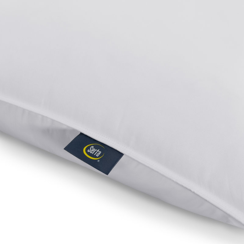 Serta Down Illusion Cotton Cover Bed Pillow, Down Alternative Balanced Support, 2 pack, Jumbo in White , Jumbo