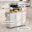 Chariot d'îlot de cuisine blanc avec comptoir extensible, tiroirs de rangement et support à épices blanc