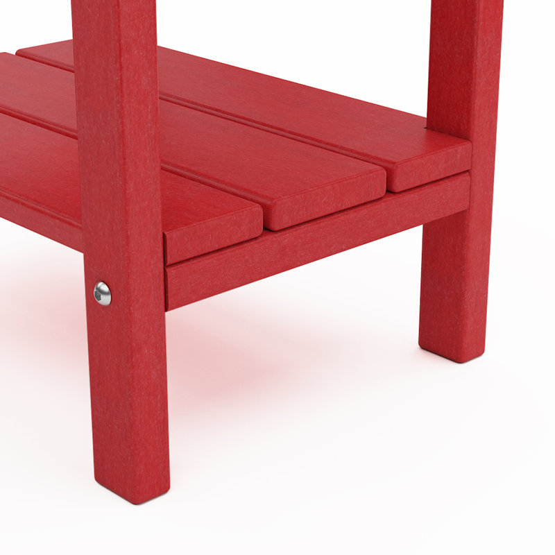 2-Tier Adirondack Outdoor Side Table, All-Weather HDPE Patio End Table, Brilliant Red