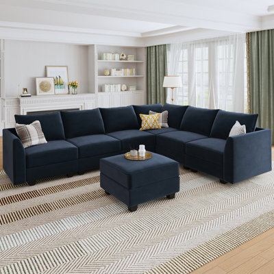 Tremee Velvet Corner Sectional U Shaped Modular Sofa
