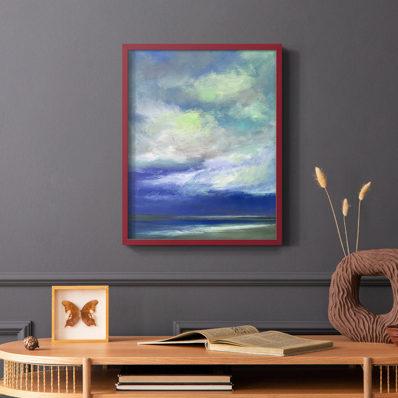 Island Dusk Framed Print - Solid Wood, 20" H x 16" W, Gold